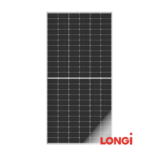 Bifacial solar panel Longi LR7-72HGD-605M, 605W, high efficiency, dual glass, ideal for maximizing energy yield in various environments.