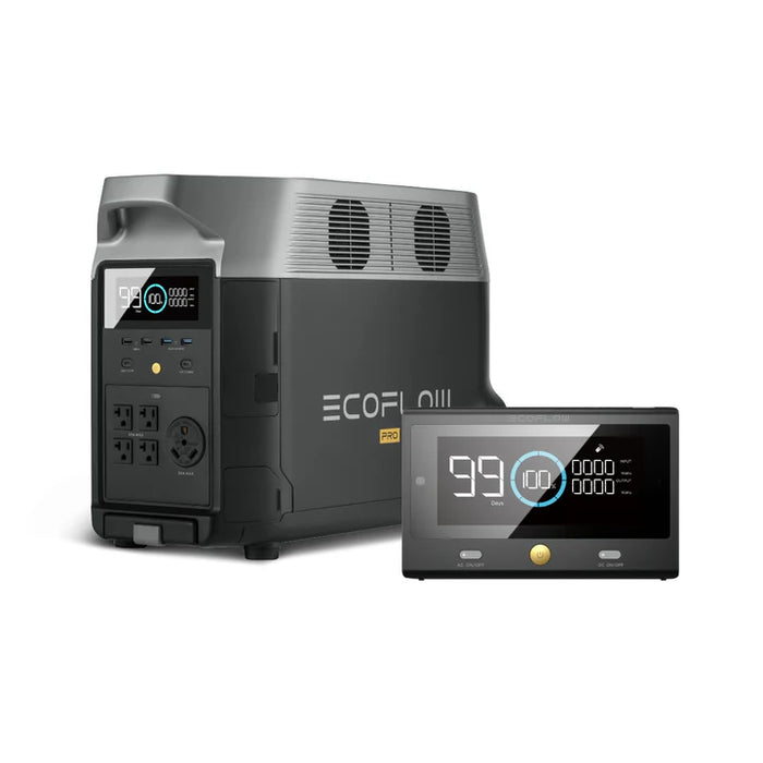 Portable power station with remote control, EcoFlow Delta Pro offers reliable energy for home backup, outdoor adventures, and professional use.