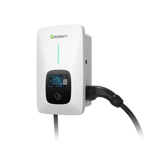 Growatt Thor 9.6kW EV Charger, sleek design, efficient charging for electric vehicles, wall-mounted, user-friendly interface, ideal for home use.