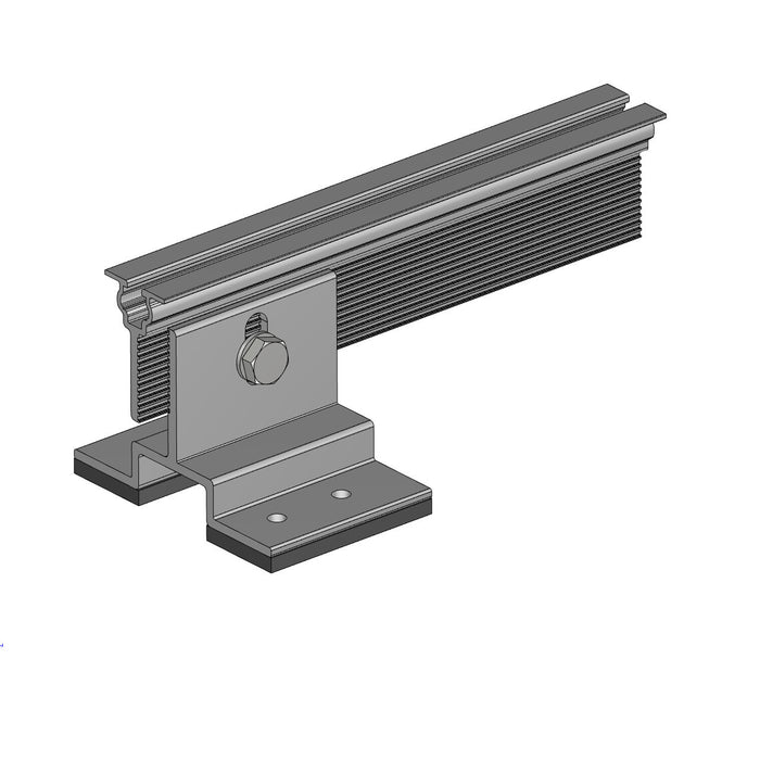 Mounting system for solar panels with extended rails, designed for easy optimizer installation, ensuring stability and efficiency in solar energy setups.