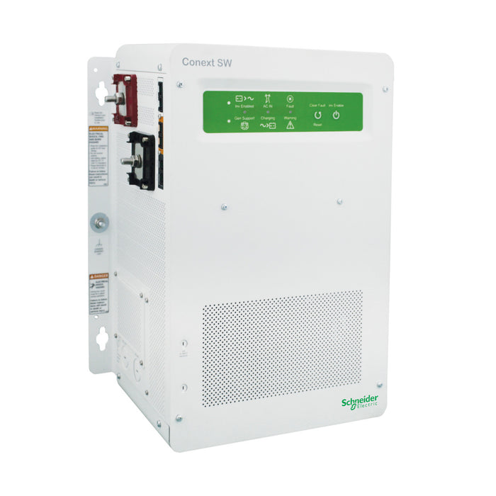 Schneider Conext SW 4024 inverter/charger for off-grid and backup power solutions, offering reliable energy conversion and management.