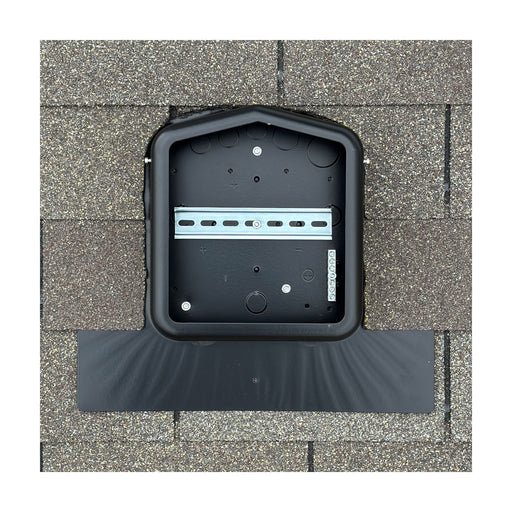 Weather-resistant SolaDeck flashed enclosure, model 0799, designed for secure rooftop solar installations, ensuring protection and durability.