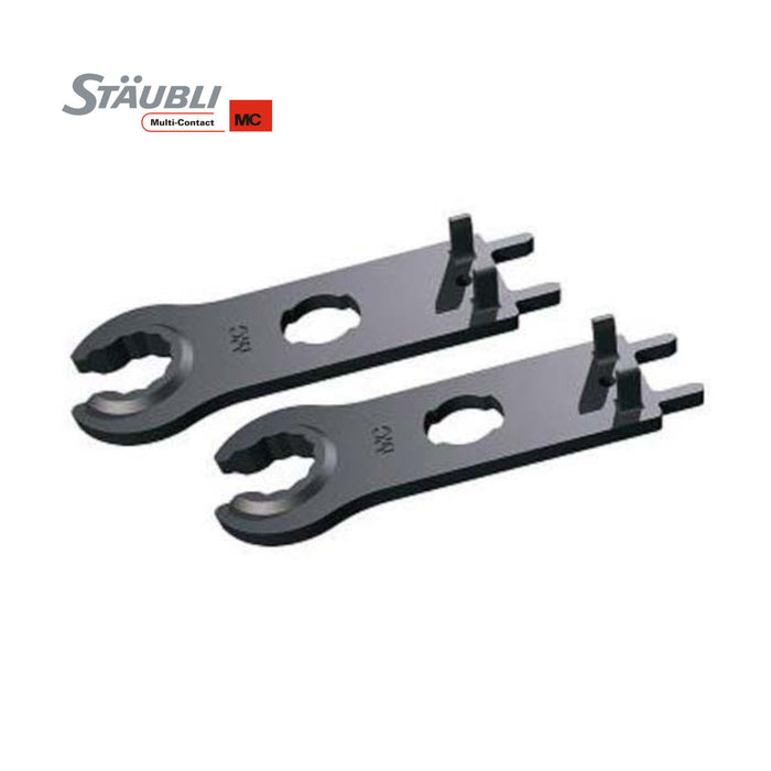 Set of two plastic Multi Contact MC4 assembly tools for easy and efficient solar connector installation and maintenance.