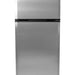 Energy-efficient 16CU SunStar Solar/DC Refrigerator in stainless steel, ideal for off-grid living with spacious storage and modern design.