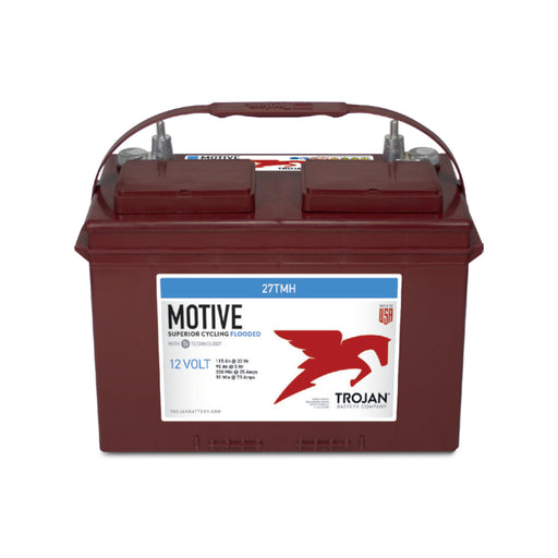 Deep-cycle Trojan Battery 27TMH, ideal for marine and RV use, offers reliable power and long-lasting performance.