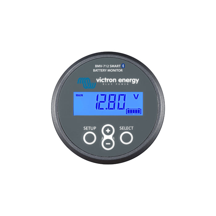 Victron Energy BMV-712 Battery Monitor with Bluetooth, providing precise battery status and performance tracking for efficient energy management.