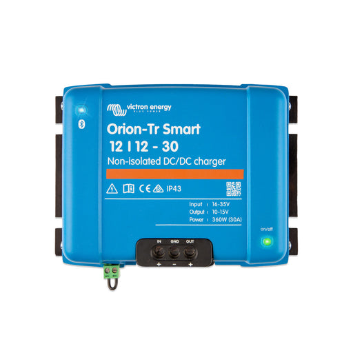 Victron Energy Orion-Tr Smart 12/12-30A DC-DC charger, Bluetooth-enabled, for efficient battery charging in vehicles and boats.