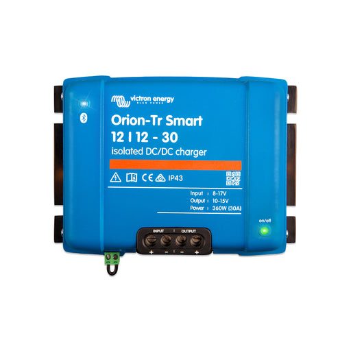 Victron Energy Orion-Tr Smart 12/12-30A Isolated DC-DC charger for efficient power conversion and battery charging in vehicles and boats.