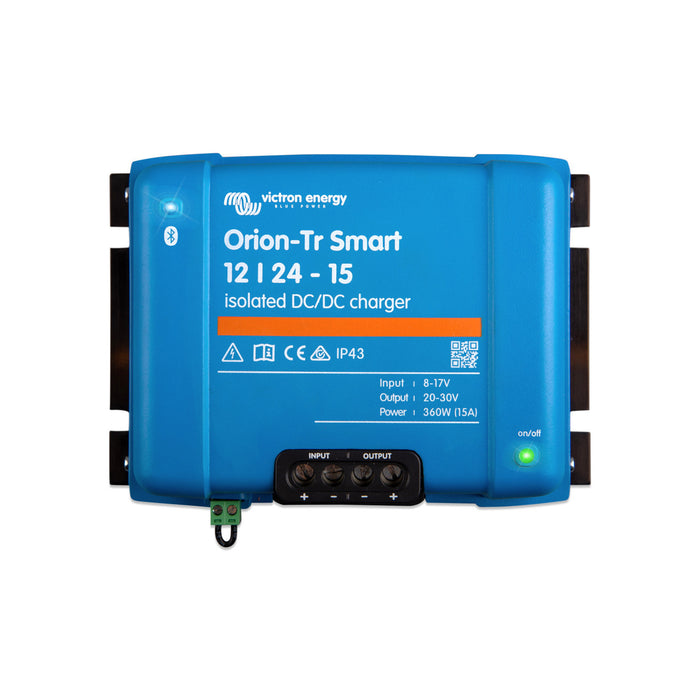 Victron Energy Orion-Tr Smart 12/24-15A Isolated DC-DC charger, efficient power conversion, Bluetooth connectivity, versatile for various applications.