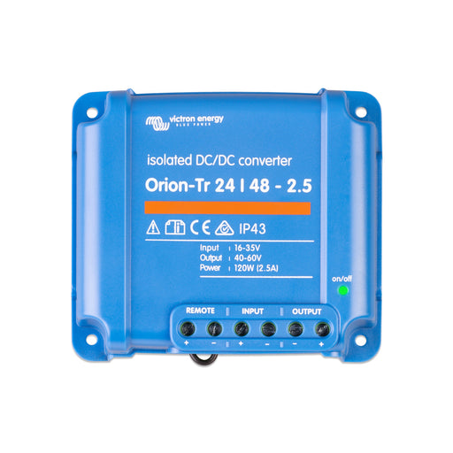 Victron Energy Orion-Tr 24/48-2.5A DC-DC converter, efficient power conversion for 24V to 48V systems, compact and reliable design.