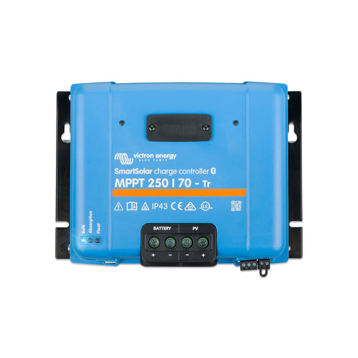 Victron Energy SmartSolar MPPT 250/70-Tr solar charge controller, efficient energy management, advanced technology, and Bluetooth connectivity.