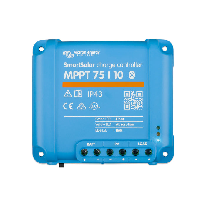 Victron Energy SmartSolar MPPT 75/10 solar charge controller, efficient energy management for solar systems, compact design, advanced technology.