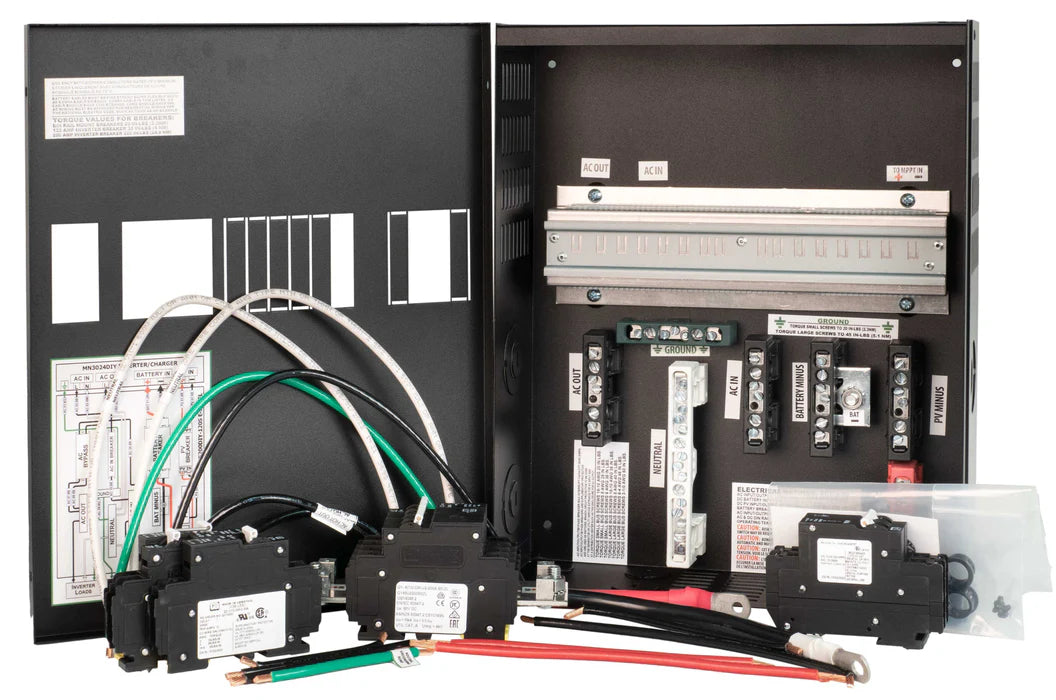 MidNite 200A Inverter Breaker E-Panel: Compact, efficient power management solution for renewable energy systems, ensuring safe and reliable operation.