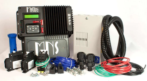 MidNite Kid MPPT Charge Controller Kit with display, ideal for solar systems, offering efficient energy management and protection.