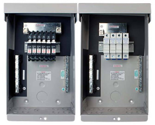 MidNite MNPV6 PV Combiner Box for solar power systems, featuring six circuit breaker slots, durable construction, and weather-resistant design.